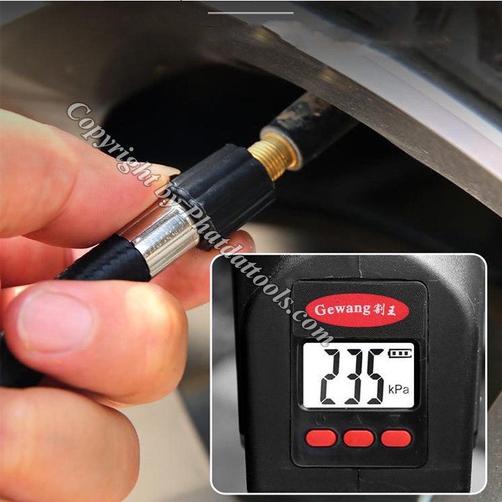 Máy Bơm Hơi Lốp Ôtô-Xe Máy Dùng Pin 12V - Màn Hình Hiển Thị Áp Lực Nén - Bơm Đa Năng, Hữu Dụng - Bảo Hành 6 Tháng