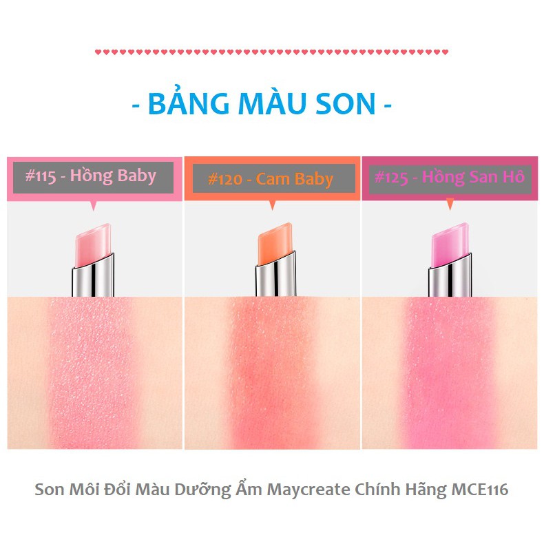 Son Môi Đổi Màu Dưỡng Ẩm Maycreate Chính Hãng MCE116