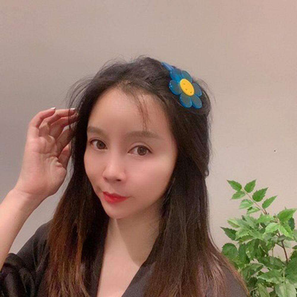 Kẹp Tóc Trong Suốt Hình Hoa Hướng Dương Mặt Cười Màu Kẹo Ngọt Thời Trang