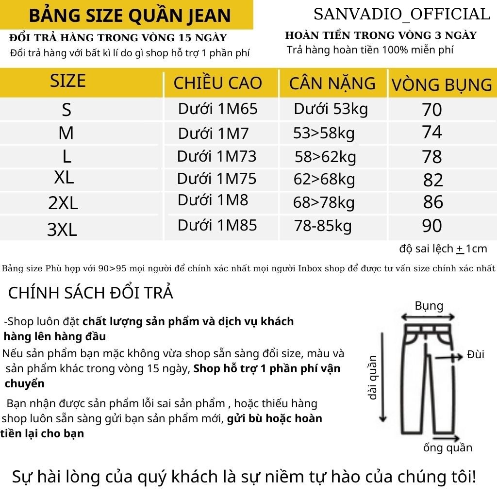 Quần jean nam ống rộng SANVADIO -Quần jean nam jean trơn basic dễ phối đồ QD04