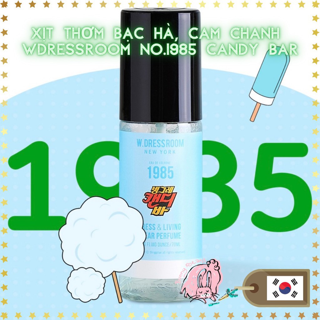 Nước hoa xịt vải Wdressroom No 1985 CANDY BAR 70ml hương bạc hà soda cam dứa (Shop Bunny Beans) | Thế Giới Skin Care