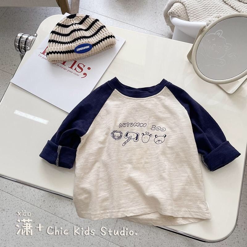 [Babycat] Hàng Có Sẵn Áo Thun Mỏng Tay Dài Phong Cách Nhật Hàn Nhật Bản Thời Trang Mùa Xuân Dáng Rộng Dành Cho Bé Trai 2022