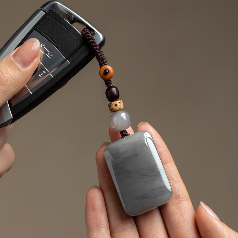 Móc Chìa Khóa Xe Hơi Mặt Ngọc Bích Màu Tím Hòa Bình Cao Cấp Cho Nam Và Nữ