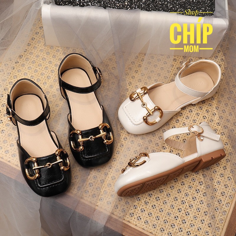 giày búp bê cho bé giày bệt bé gái có quai dán đế chống trượt da PU bóng mềm xích đẹp trung đại đi học full hộp bupbe601