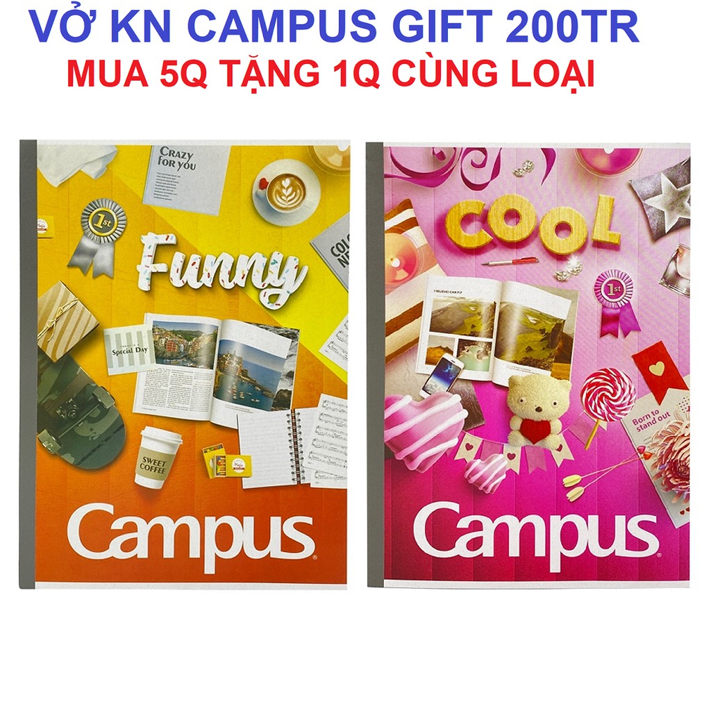 [GIAO HỎA TỐC] Vở KN Campus Gift 200 trang - Mua 5 tặng 1