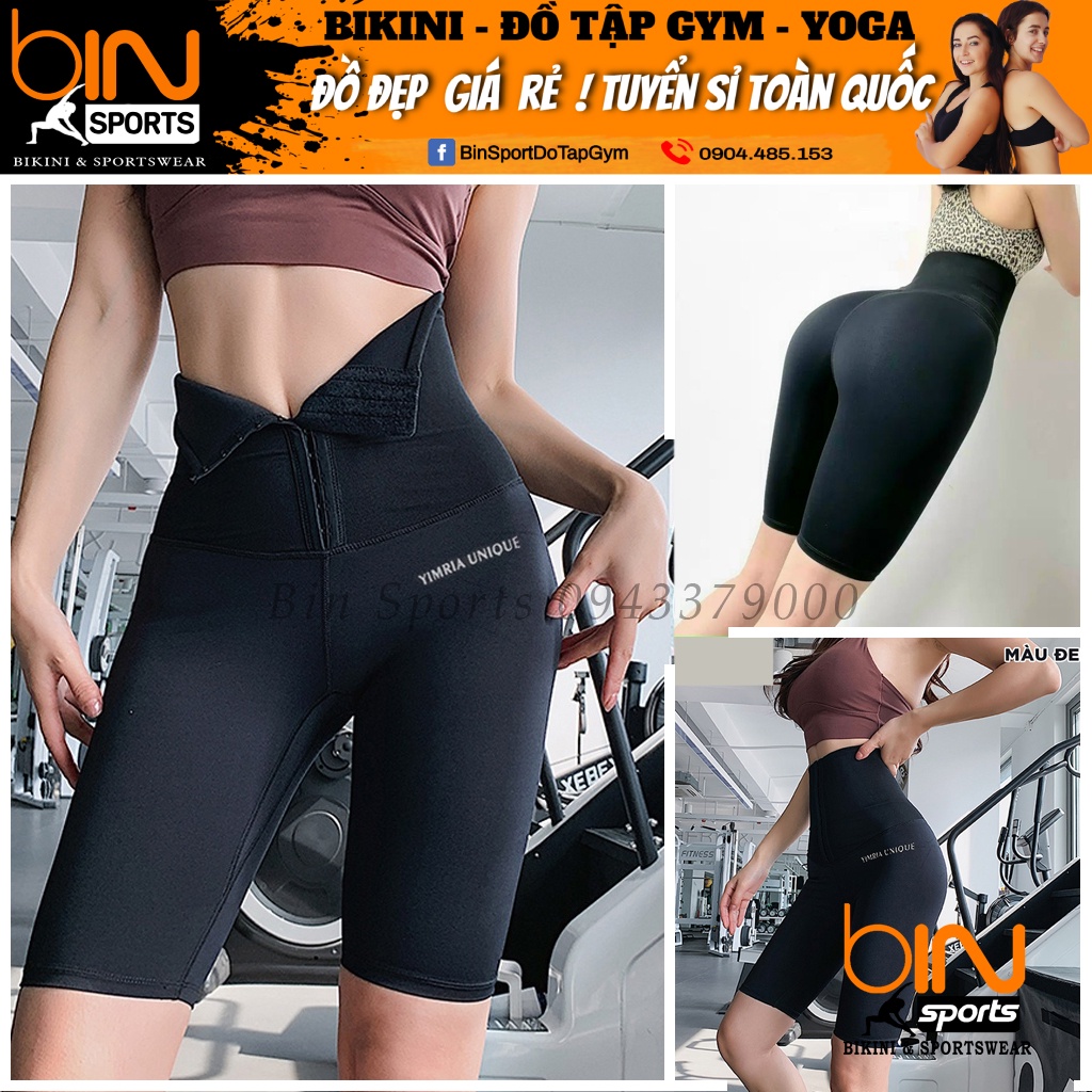 Quần tập gym yoga nữ quần đùi ngố gen bụng Latex chất thun lạnh Bin Sports Q128