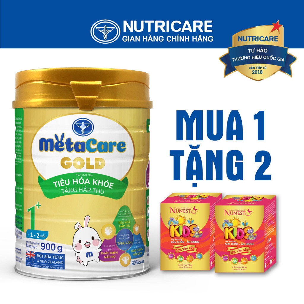 Sữa bột Nutricare MetaCare Gold 1+ tiêu hóa khỏe tăng hấp thu 900g