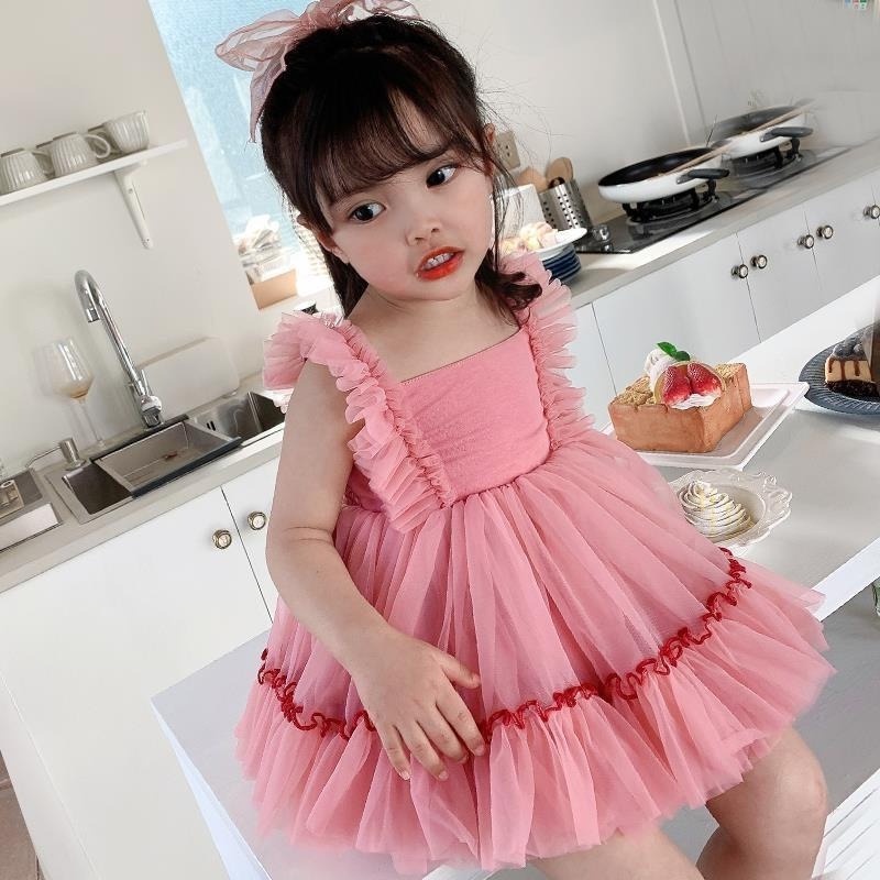 Đầm Tutu Phối Lưới Kiểu Công Chúa Thời Trang Mùa Hè 2022 Mới Cho Bé Gái