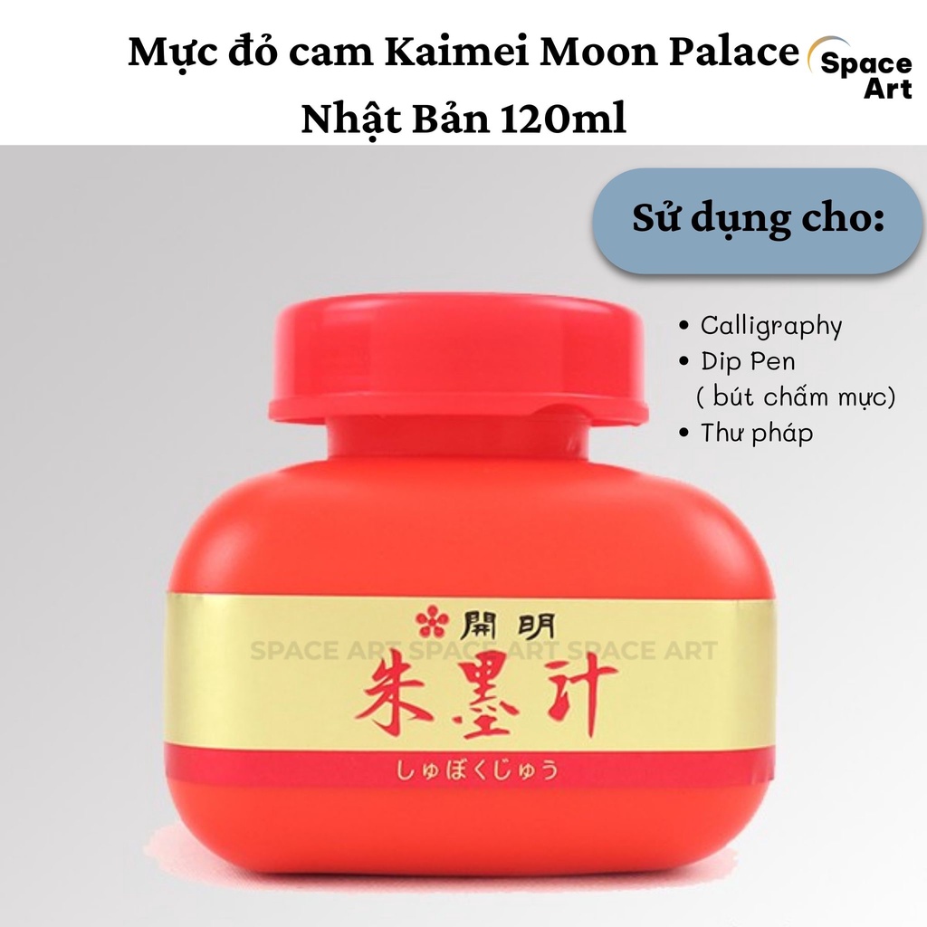 Mực màu Đỏ Cam viết thư pháp Nhật Bản Kaimei Moon Palace 120ml