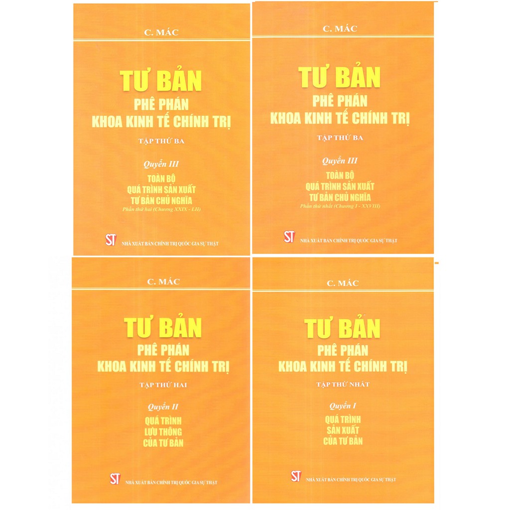 Sách Combo Bộ Tư Bản - Phê Phán Khoa Kinh Tế Chính Trị Các Mác  ) Trọn Bộ 4 Quyển - Tái Bản 2022