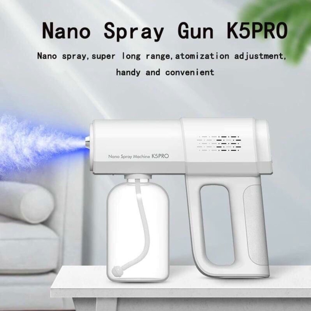 Máy phun khử khuẩn nano loại tốt, sát diệt khuẩn covid lên tới 99%, Súng Phun Khử Khuẩn K5 Pro Cao Cấp Bằng Tia Uv