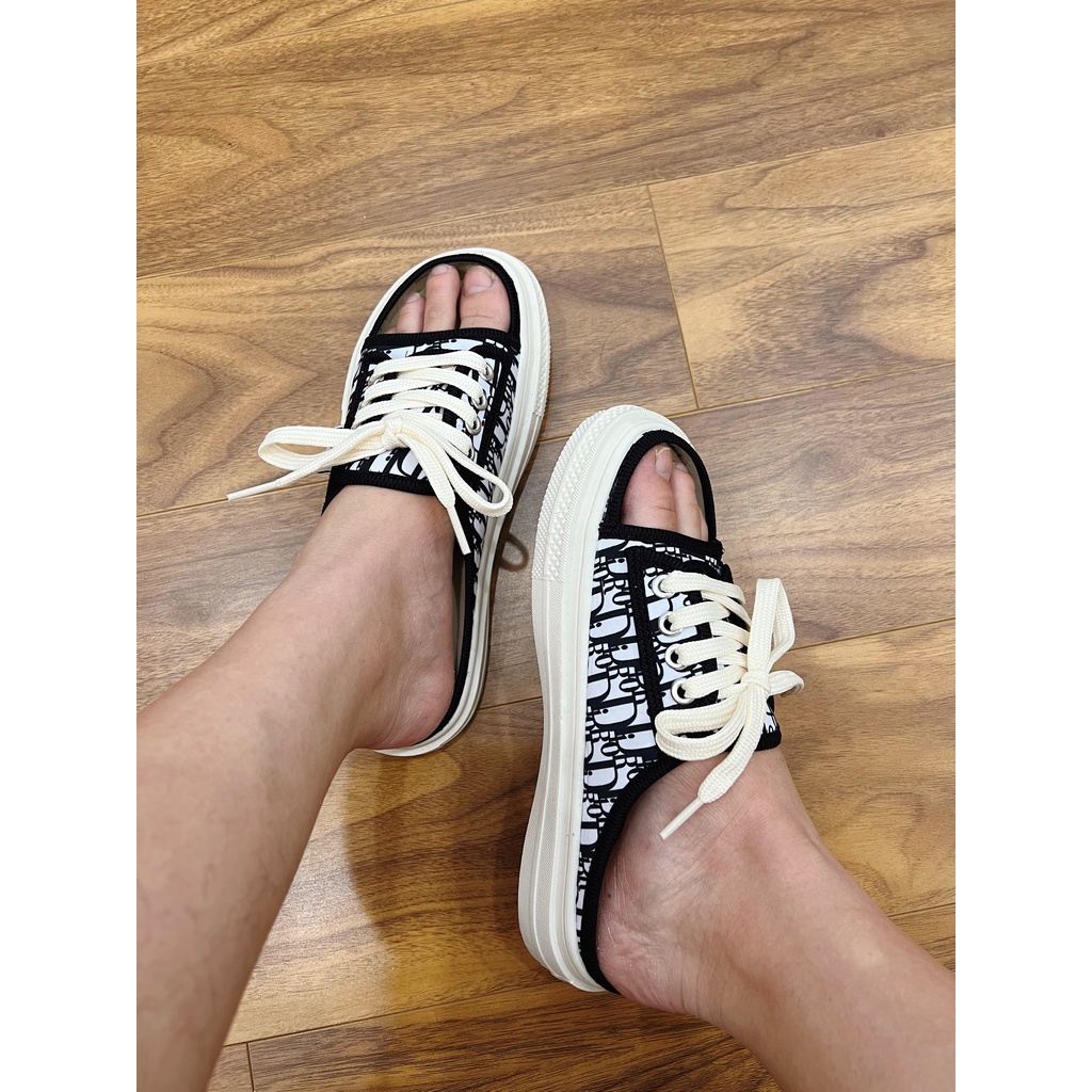 (3 MÀU) Dép sục nữ thời trang phối kẻ Jambear hót trend nữ tính