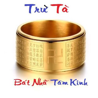Nhẫn Titan Xoay Bát Nhã Tâm Kinh Khắc Chữ VẠN Loại Cao Cấp