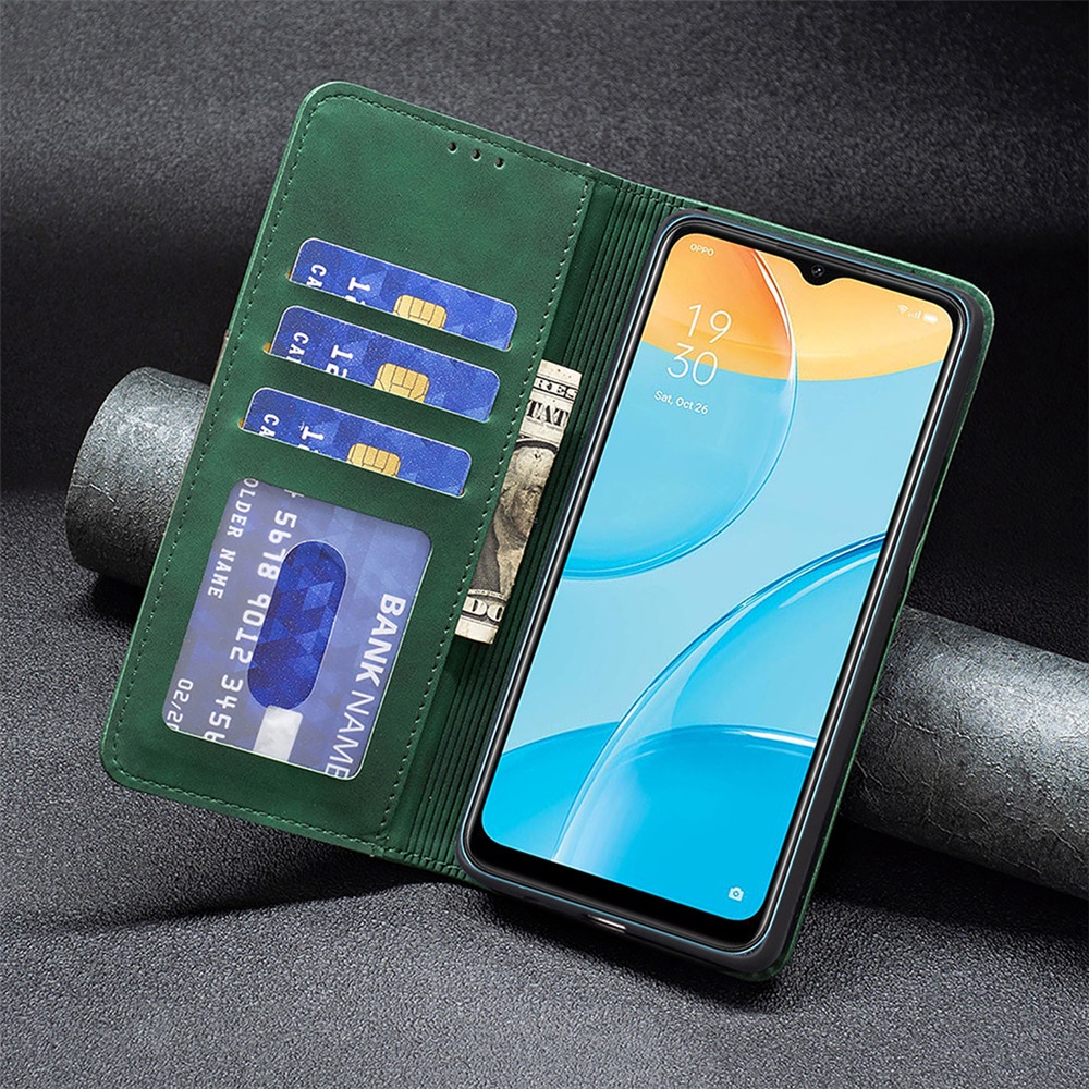 Bao Da Điện Thoại PU Phối TPU Nắp Gập Tích Hợp Ngăn Đựng Thẻ Sang Trọng Cho OPPO A5s A7 A12 A15 A15s A16 A16s A35 AX7