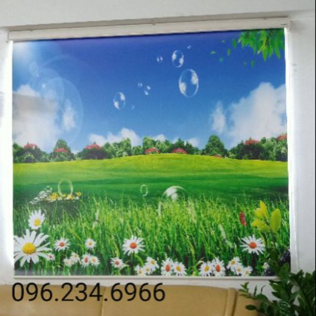 Rèm cuốn in tranh đầy đủ phụ kiện lắp đặt