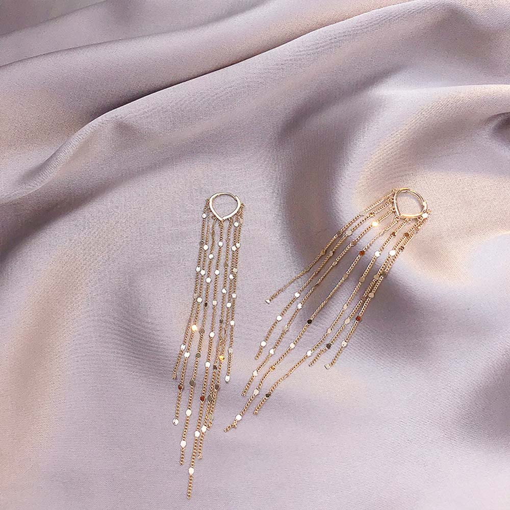 Khuyên tai màu vàng phối tua rua thời trang sang trọng cho nữ