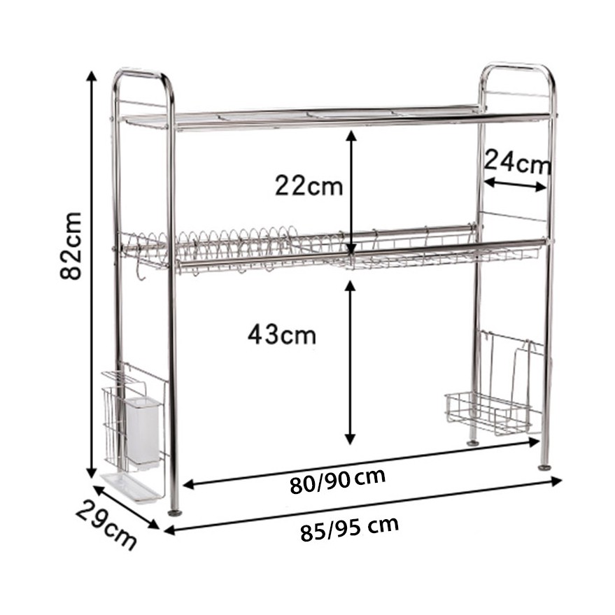 Giá Kệ úp chén đũa inox 304 cao cấp trên bồn rửa bát VANDO, Kệ để nồi liêu xong chảo bát đĩa