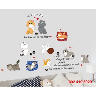 Decal dán tường những chú mèo dễ thương