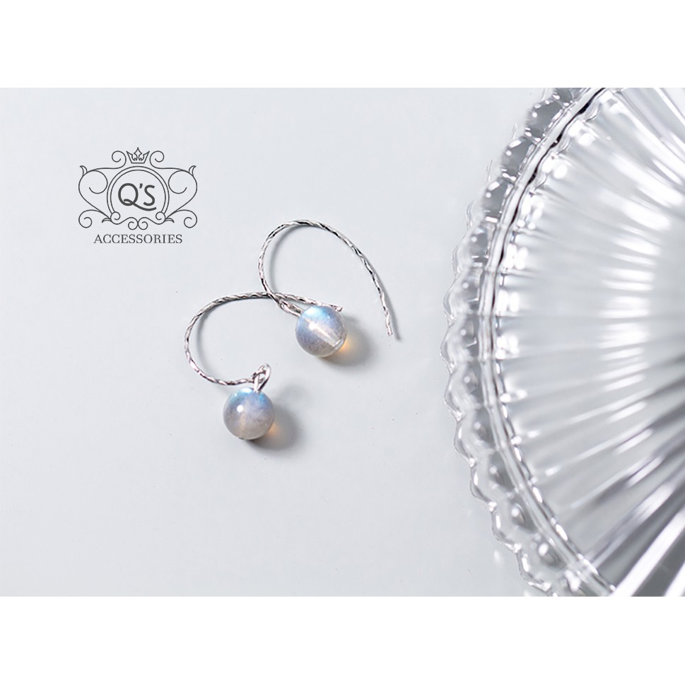 Khuyên tai bạc 925 trái tim đính đá chốt bi vặn ánh xà cừ bông nụ nam nữ S925 HEART QA SILVER Earrings EA220402