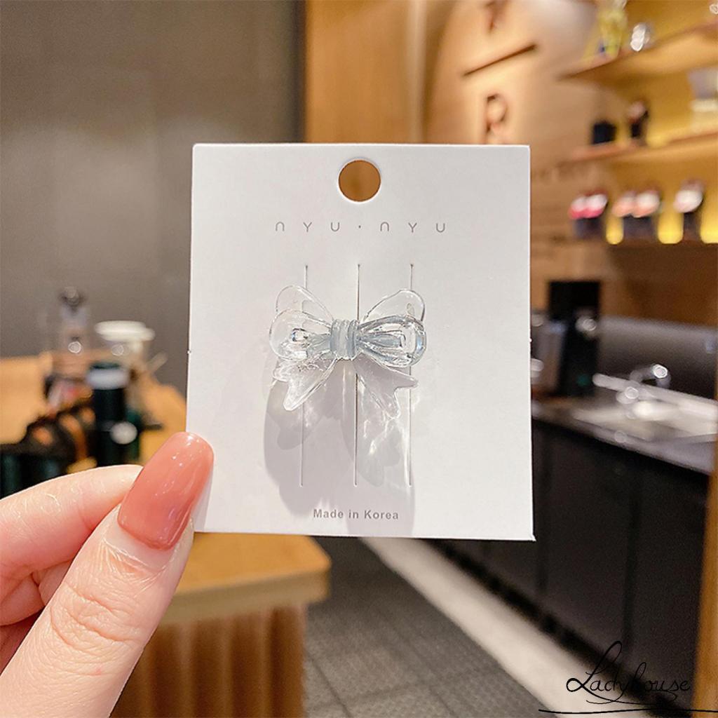 Set 1 hoặc 2 kẹp tóc nơ bằng nhựa trong suốt dễ thương cho nữ