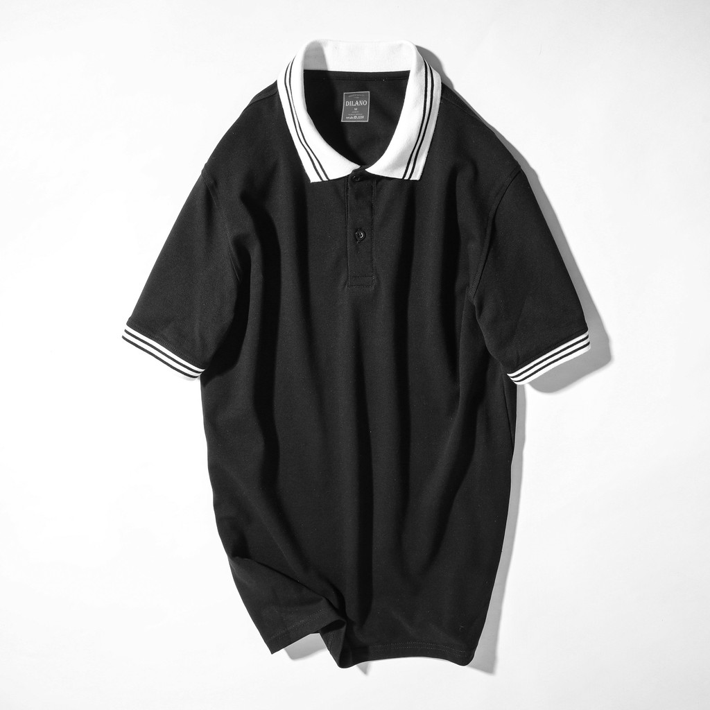 Áo Thun Polo nam cổ bẻ phối kẻ tay áo, chất liệu Cotton xuất khẩu, form chuẩn, size lên tới 85kg Dilano APD05 | BigBuy360 - bigbuy360.vn