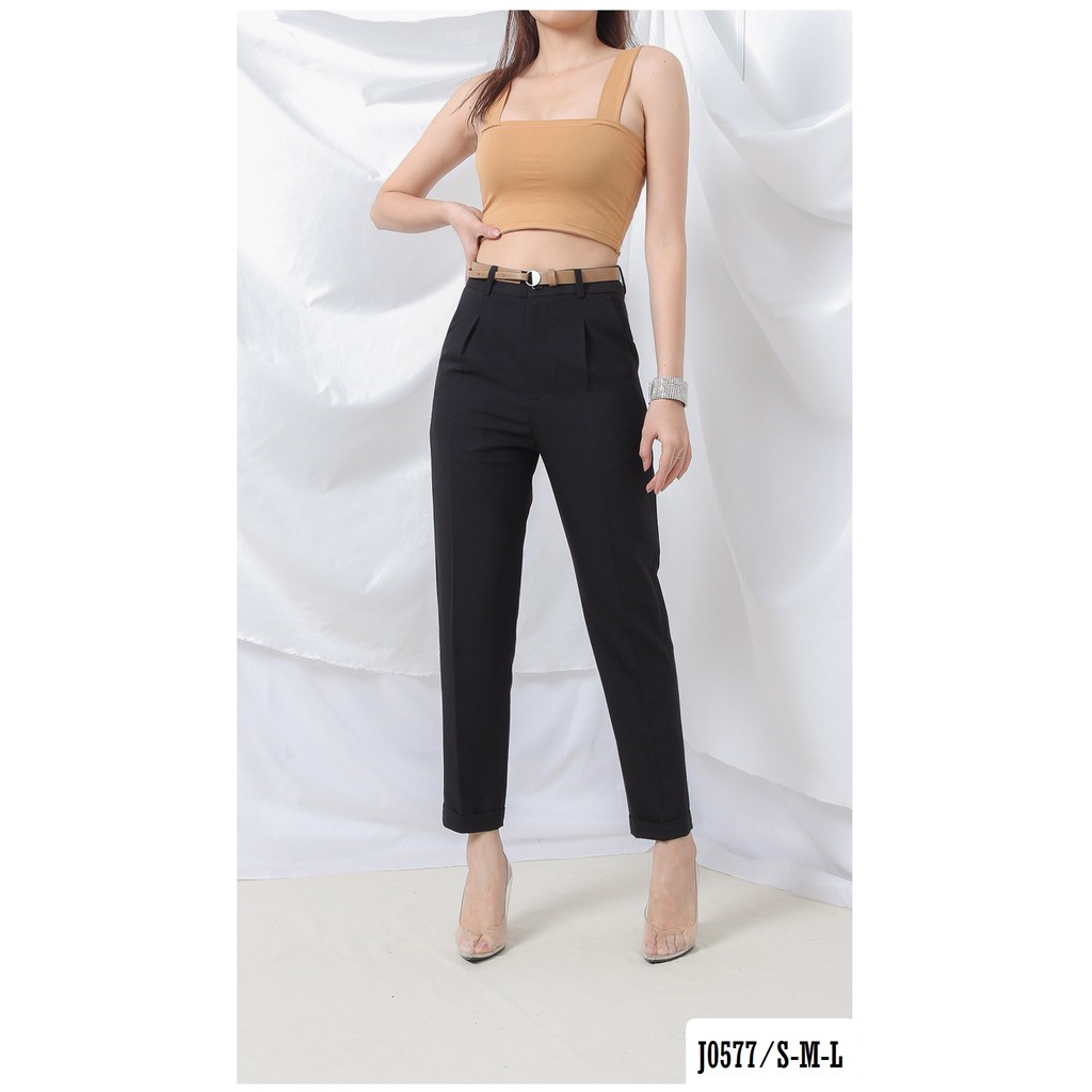Quần Tây Nữ Đen Kèm Thăt Lưng J0577 _ Jeany