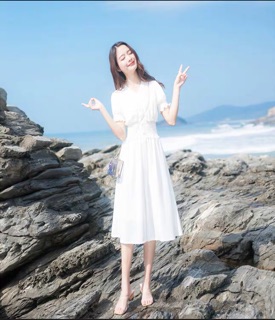 ( Sẵn ) Váy retro Pháp phong cách mùa hè 2019