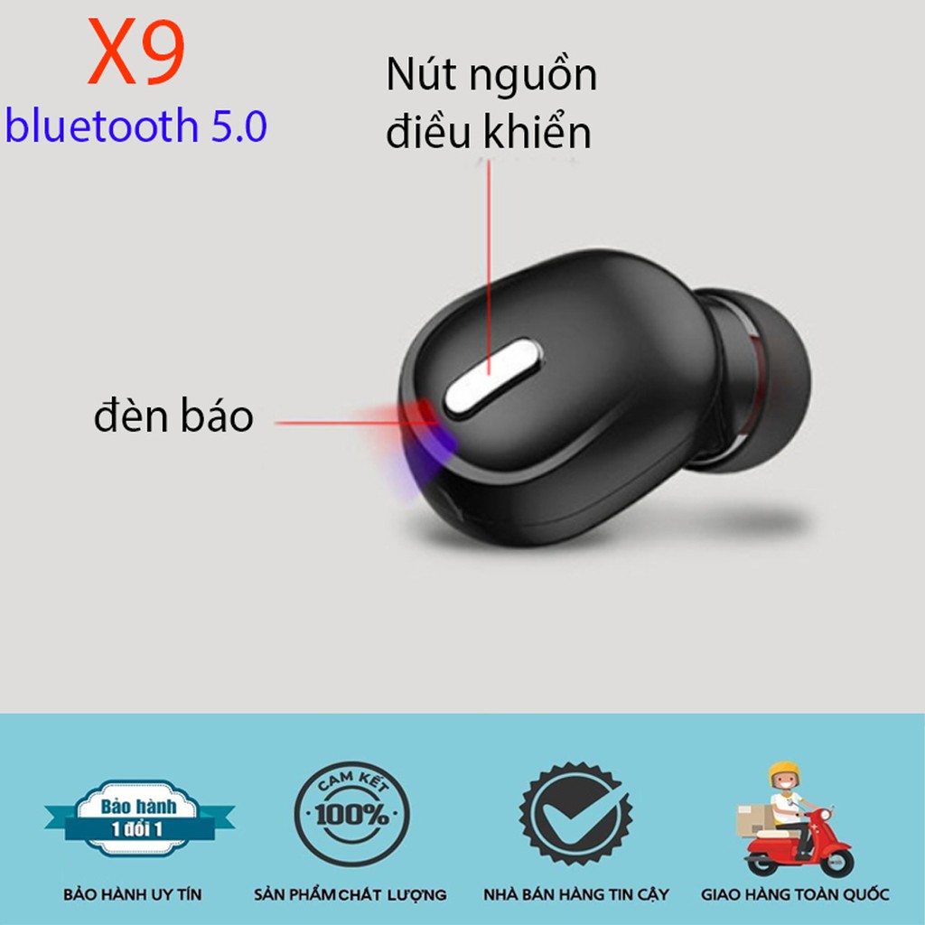 Tai Nghe Bluetooth X9 Không Dây 5.0, Phiên Bản Nhét Tai Mini, Công Nghệ Khử Ồn Cho Cuộc Gọi và âm thanh Chân Thật