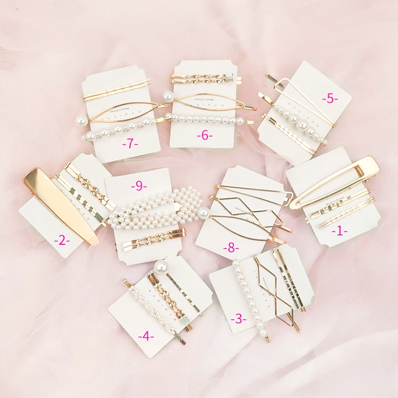 Set 4 kẹp tóc đính ngọc trai thời trang phong cách Hàn Quốc