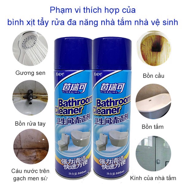 Chai Xịt Vệ Sinh Bọt Tuyết Phòng Tắm Bathroom Cleaner Siêu Sạch - Dung Tích 500ML