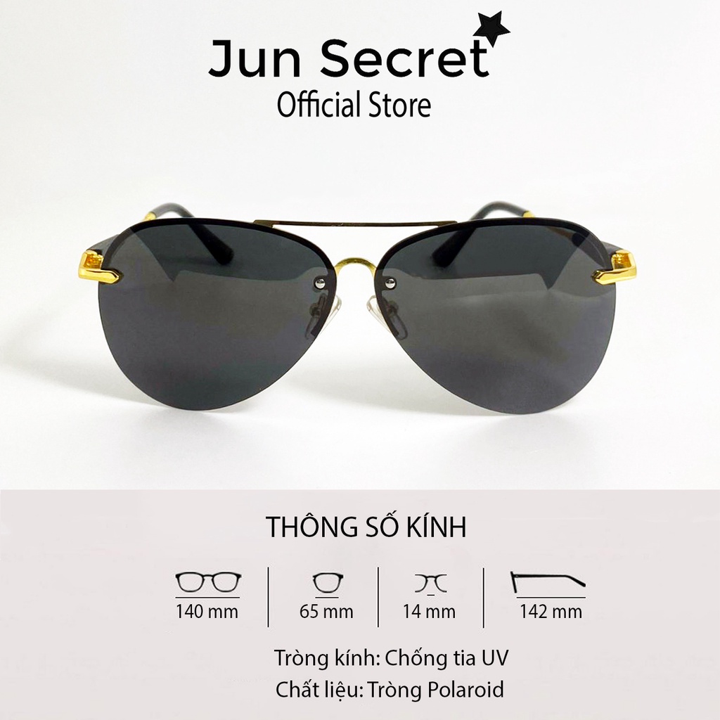 Kính mát nam thời trang cao cấp Jun Secret tròng siêu nhẹ- Mắt kính nam đi nắng, tròng đen chống tia UV JS70A43