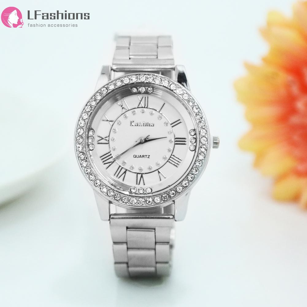 Đồng Hồ Analog Máy Quartz Nữ Đính Hột Xoàn Dây Thép Không Gỉ