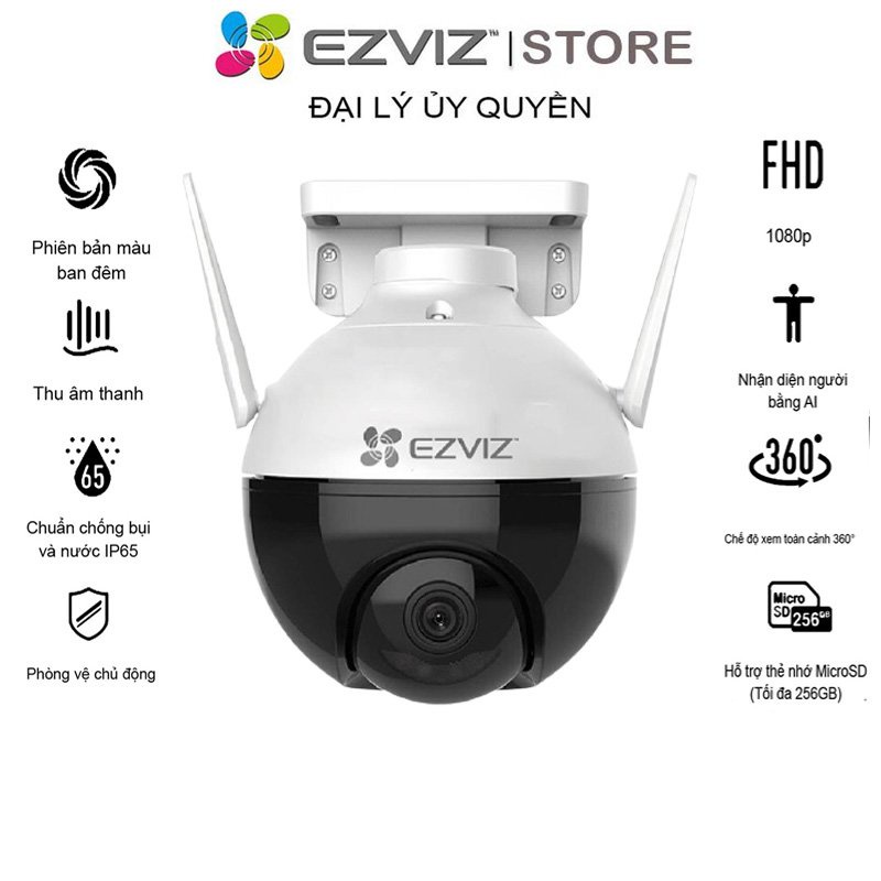 Camera Wifi Ezviz C8C , C8W 1080P 2K FH Ngoài Trời xoay 360, Tích hợp AI , Có Màu Ban Đêm Chính Hãng