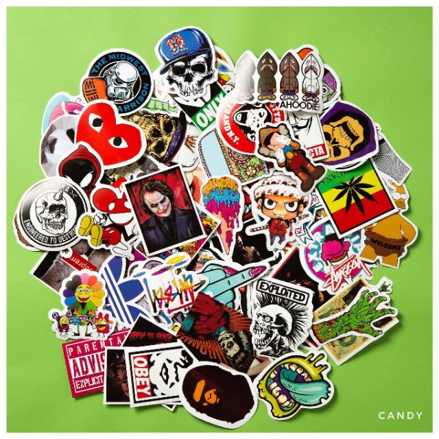 hình dán xe, mũ bảo hiểm, laptop ... chống thấm nước ( hàng có sẵn ) Candy Shop