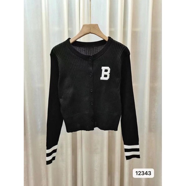 Áo khoác cardigan NZN dệt kim mỏng tay dài in họa tiết chữ cái màu sắc tương phản thời trang thu đông dành cho nữ