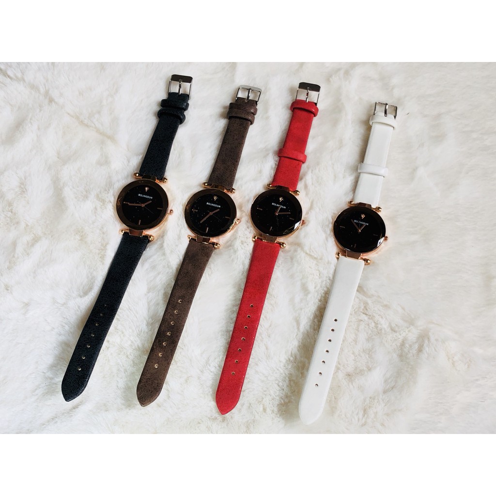 [GIÁ SỈ] ĐỒNG HỒ NỮ DÂY DA MẶT KIM TUYẾN VÁT CẠNH BOLINGDUN SIÊU ĐẸP HÌNH THẬT | BigBuy360 - bigbuy360.vn