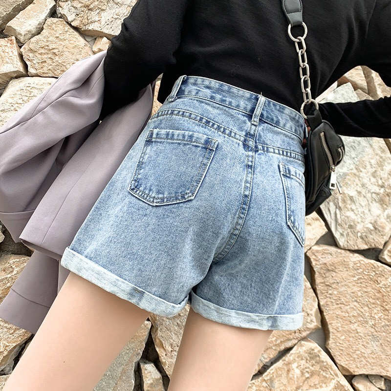 QUẦN SHORT JEAN NỮ , QUẦN SOOC NỮ CẠP CAO HAIQUANG ỐNG RỘNG ULLZANG CHẤT ĐẸP KHUY LỆCH CÁ TÍNH -MÃ SHORT 15