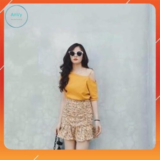 Áo phông, áo thun nữ, trễ vai 1 dây chất cotton xinh xắn