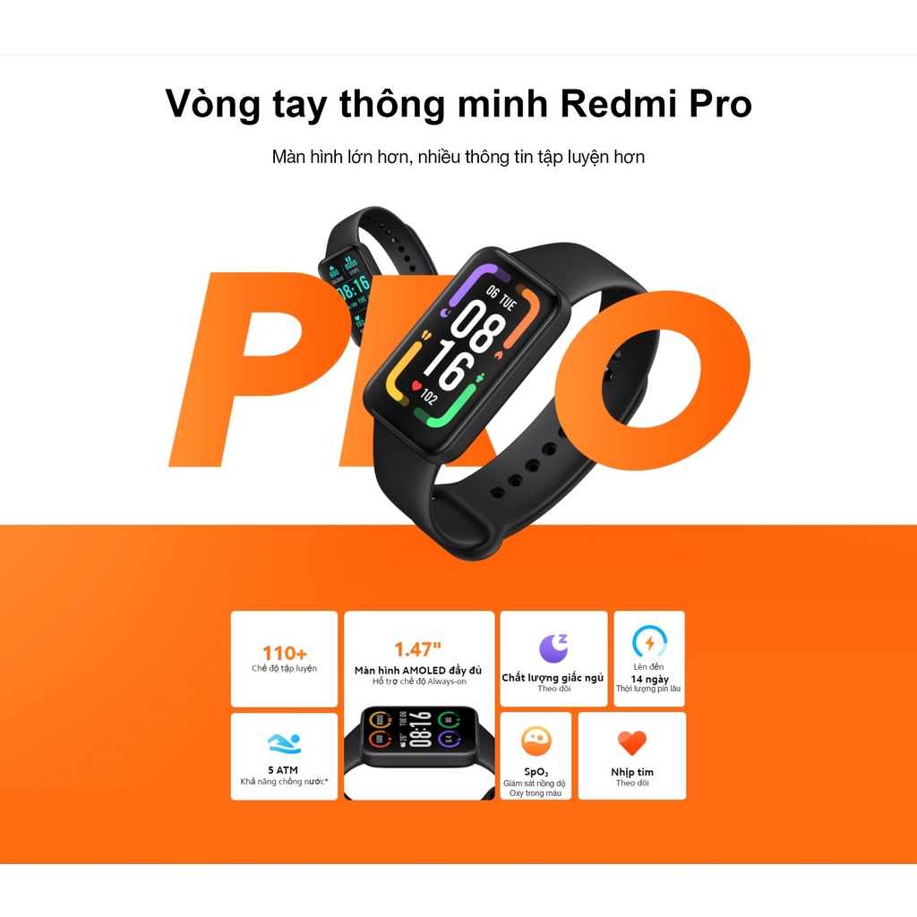 Xiaomi Redmi Smart Band Pro - Vòng tay thông minh Xiaomi Redmi Smart Band Pro BHR5501GL M2101B1 Quốc Tế