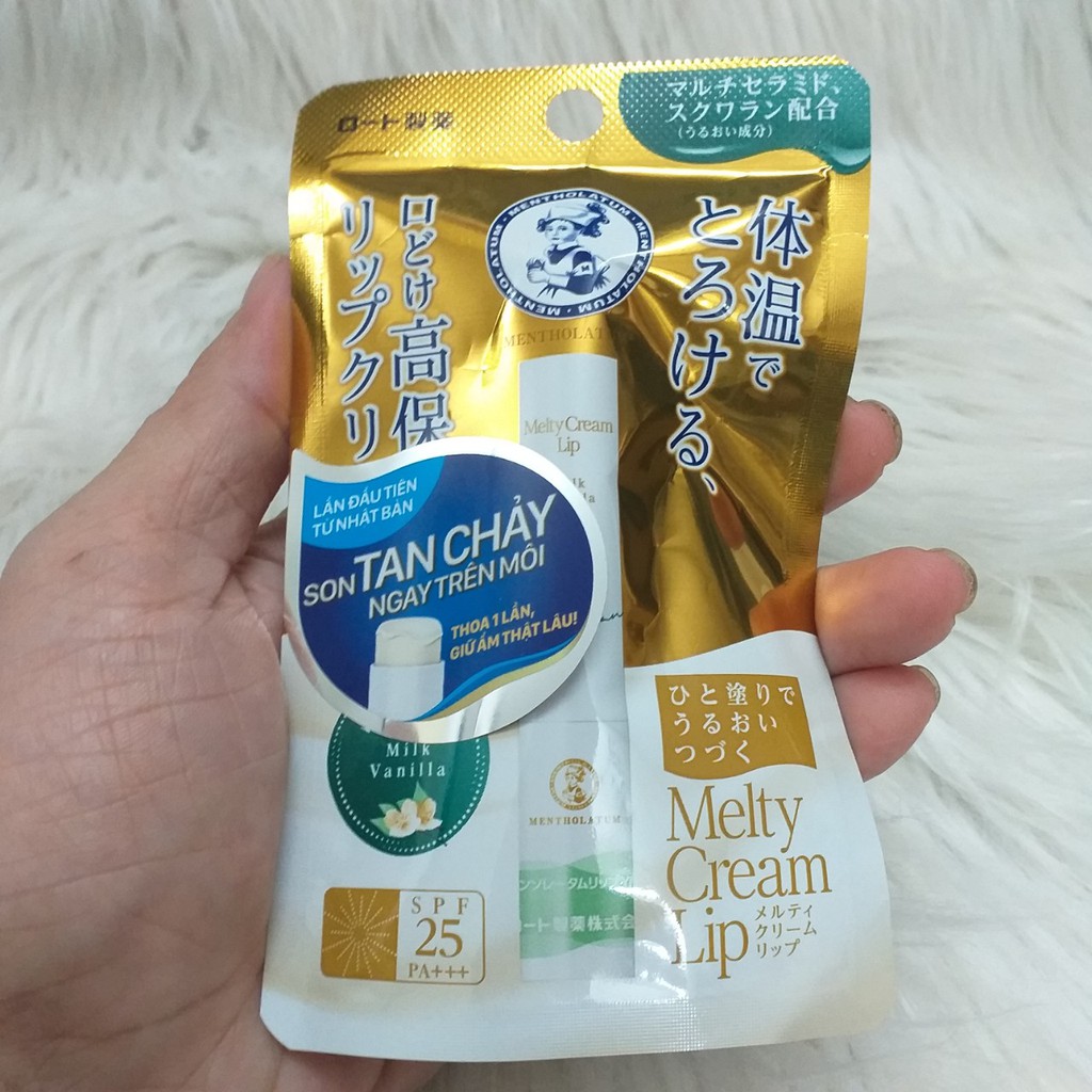 (Thanh lý HSD 10/2022) Son tan chảy dưỡng môi chống nắng Mentholatum Melty Cream Lip 2.4g