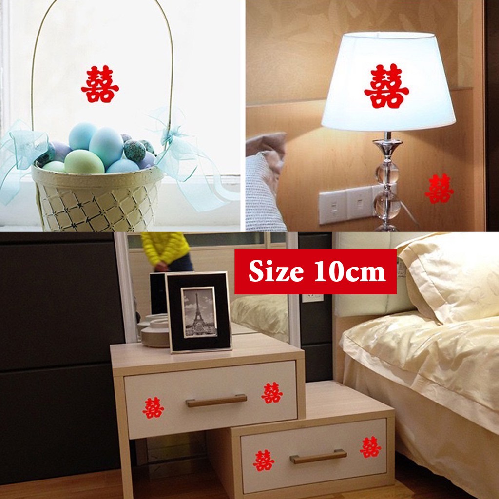Decal chữ hỷ Nhung dán mâm quả đồ dùng trang trí cưới