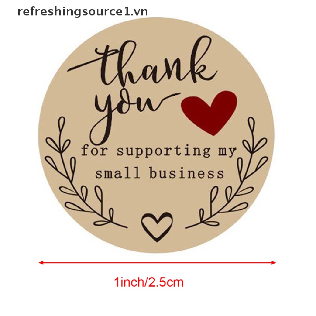 Bộ 500 miếng dán niêm phong hình tròn in chữ Thank You handmade bằng giấy kraft