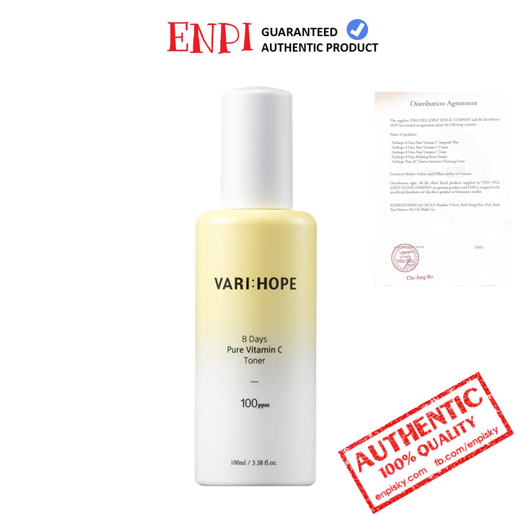 Nước cân bằng làm sáng da Varihope 8 Days Pure Vitamin C Toner