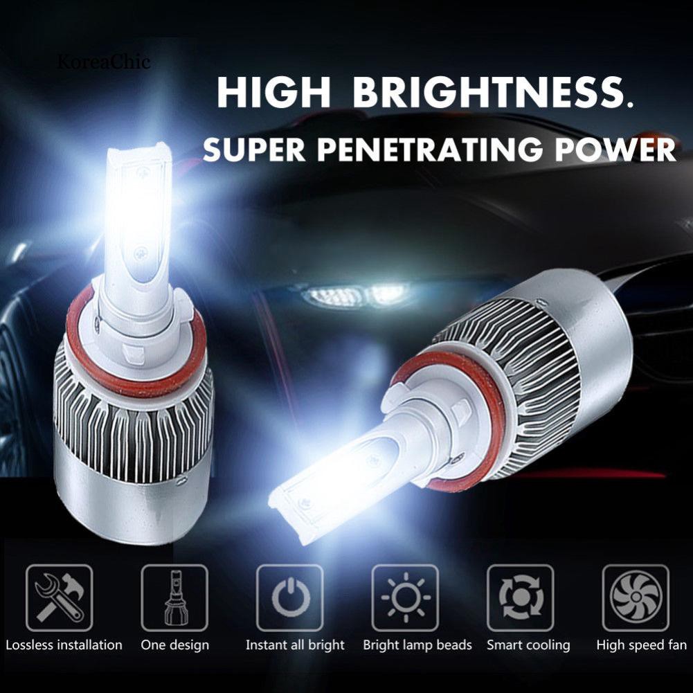 Set 2 đèn pha LED H8 H9 H11 1200W 6000K siêu sáng dành cho xe hơi tiện dụng