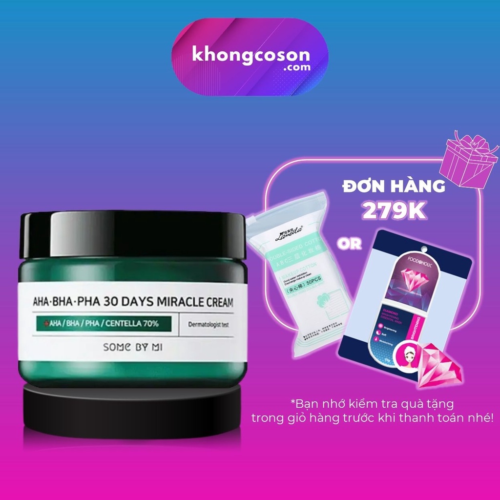 Kem Dưỡng Da Cho Da Mụn Some By Mi AHA-BHA-PHA 30 Days Miracle Cream 50ml - Khongcoson