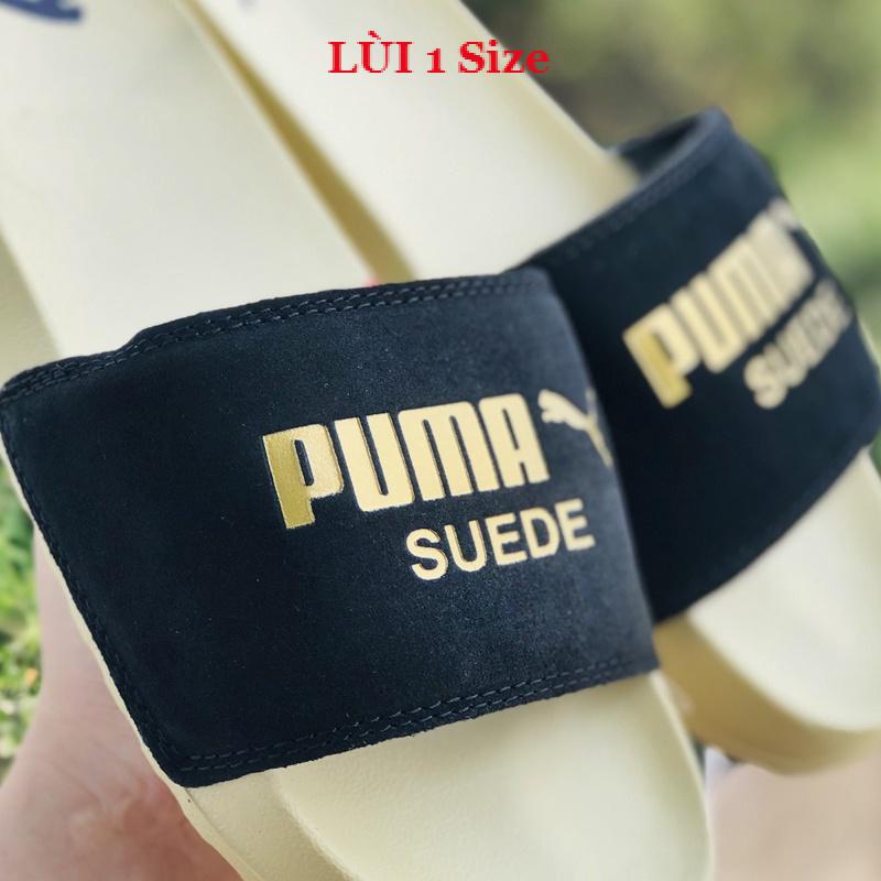 Dép unisex 𝐌𝐋𝐁 𝐏𝐔𝐌𝐀 ❤️FREESHIP + Hộp❤️ dép mlb bóng chày quai ngang thể thao nữ in PUMA da lộn,vàng-quai-đen