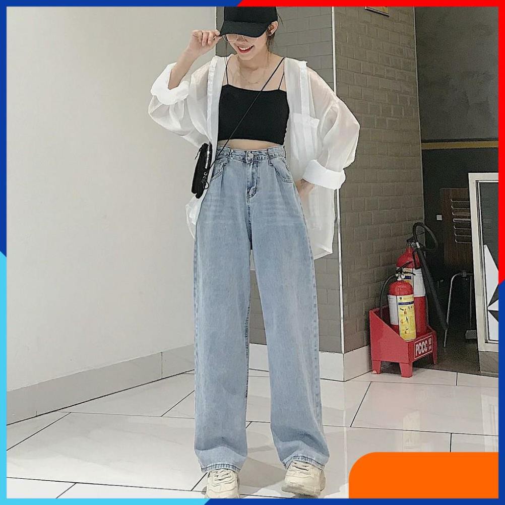 [HÀNG CAO CÂP] Quần Baggy Jean SEMI Ống Rộng Cạp Chỉnh Nút Gài Eo Ulzzang