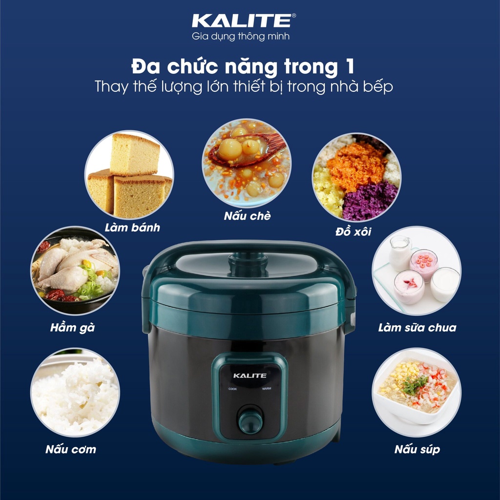 Nồi cơm điện KALITE KL618,Với 2 chức năng nấu và giữ ẩm,Chất liệu hợp kim cao cấp,Dung tích lớn 1.8L BH 24 tháng