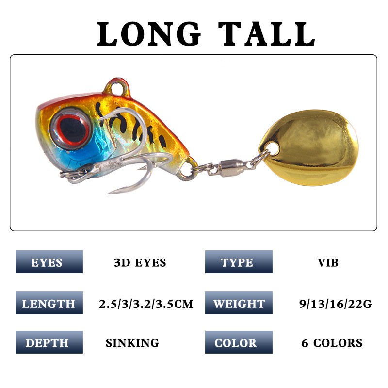 Mồi câu cá giả 3D dạ quang bằng kim loại 9-22g