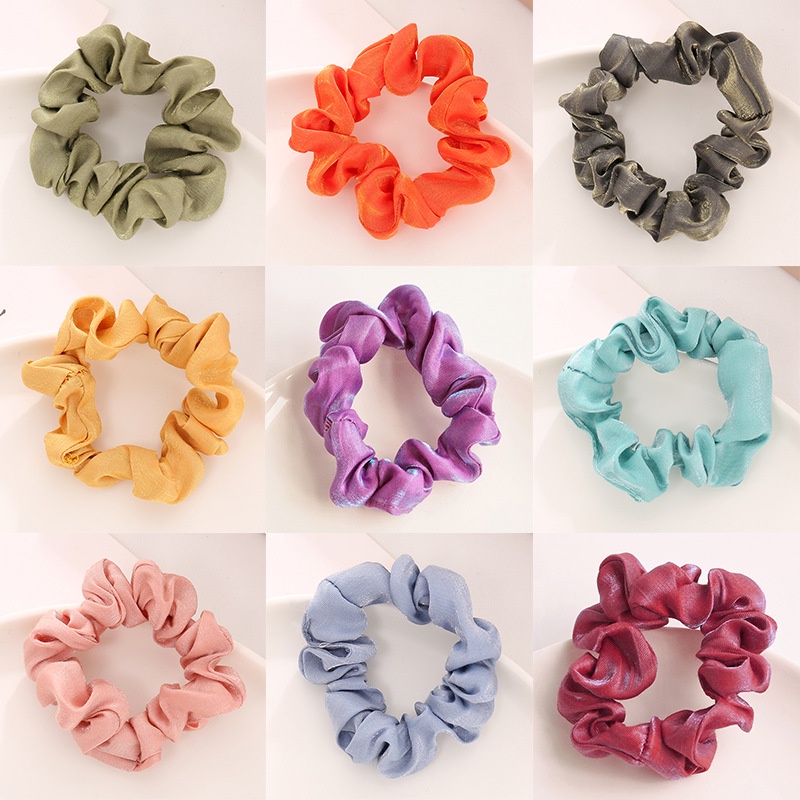 Dây buộc tóc Scrunchies lụa kim tuyến vòng tròn nhỏ HD74